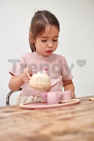 Drevený čajník Birdie Tea set Tender Leaf Toys na tácke so šálkami s čajovým vrecúškom