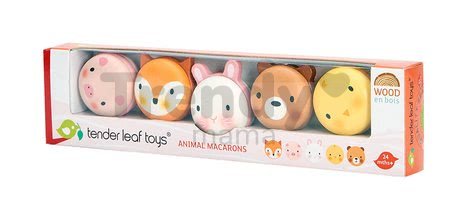Drevené sladké makrónky Animal Macarons Tender Leaf Toys kuriatko, medveď, zajac, líška a prasiatko od 2 rokov