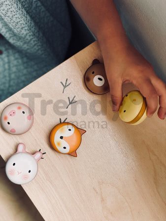 Drevené sladké makrónky Animal Macarons Tender Leaf Toys kuriatko, medveď, zajac, líška a prasiatko od 2 rokov