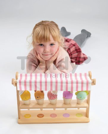 Drevená zmrzlináreň s úsmevom Scoops and Smiles Tender Leaf Toys 5 druhov kornútkov so zvieratkami