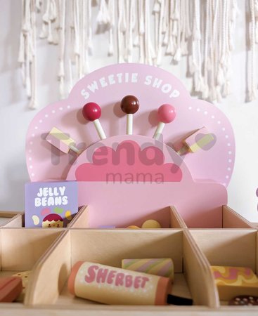 Drevený obchod so sladkosťami Sweetie Pic'N'Mix Shop Tender Leaf Toys s váhou cukríkmi a lízatkami