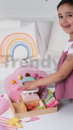 Drevený obchod so sladkosťami Sweetie Pic'N'Mix Shop Tender Leaf Toys s váhou cukríkmi a lízatkami