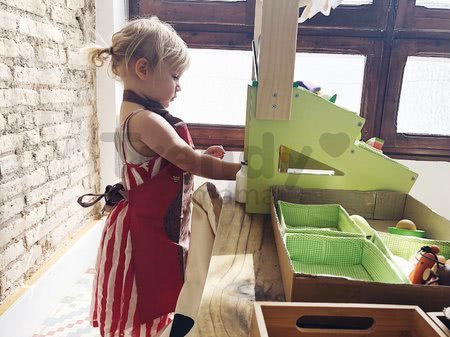 Drevený obchod Farmer's Market Stall Tender Leaf Toys 15-dielna súprava s ovocím a zeleninou
