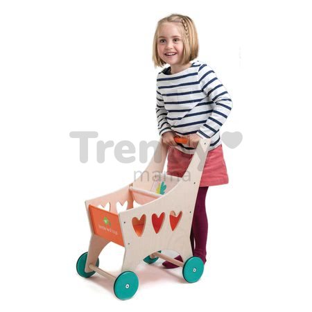Drevený nákupný vozík Shopping Cart Tender Leaf Toys s textilnou priehradkou