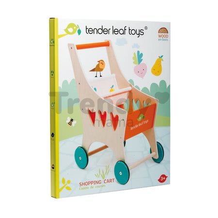 Drevený nákupný vozík Shopping Cart Tender Leaf Toys s textilnou priehradkou