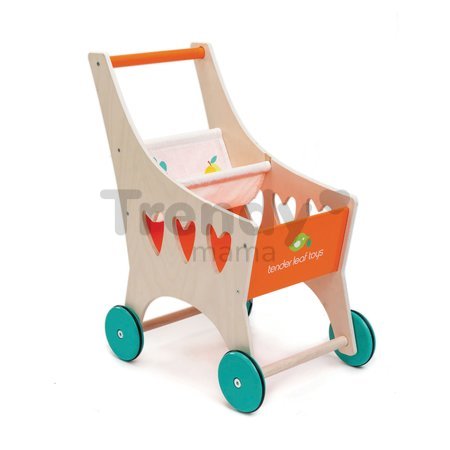 Drevený nákupný vozík Shopping Cart Tender Leaf Toys s textilnou priehradkou