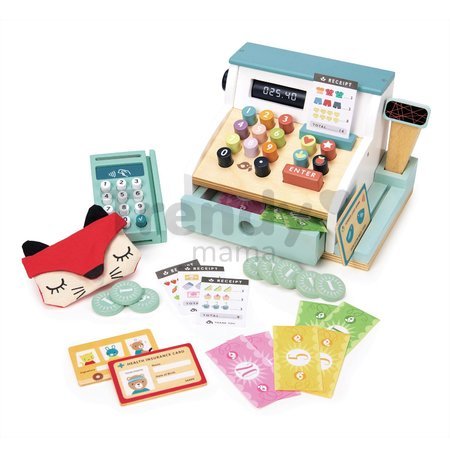Drevený platobný terminál General Stores Till Tender Leaf toys so skenerom a doplnkami