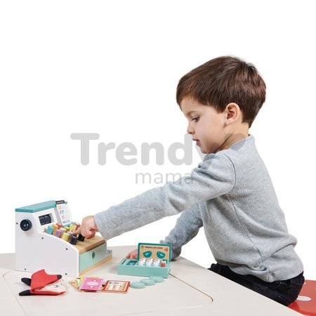 Drevený platobný terminál General Stores Till Tender Leaf toys so skenerom a doplnkami