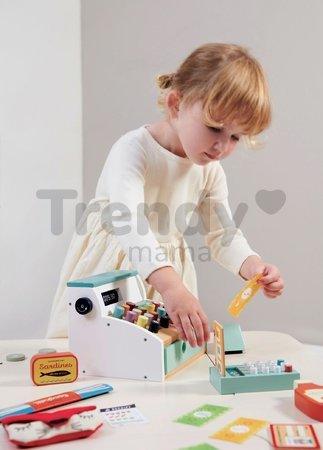 Drevený platobný terminál General Stores Till Tender Leaf toys so skenerom a doplnkami