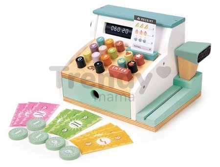 Drevený platobný terminál General Stores Till Tender Leaf toys so skenerom a doplnkami