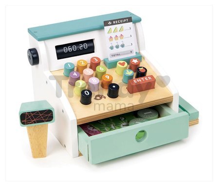 Drevený platobný terminál General Stores Till Tender Leaf toys so skenerom a doplnkami