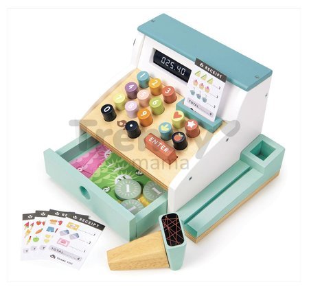 Drevený platobný terminál General Stores Till Tender Leaf toys so skenerom a doplnkami