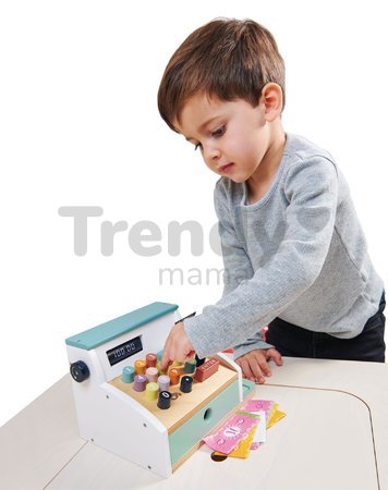Drevený platobný terminál General Stores Till Tender Leaf toys so skenerom a doplnkami