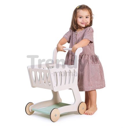 Drevený nákupný vozík Shopping Cart Tender Leaf Toys s priehradkou a tabuľou na kriedu