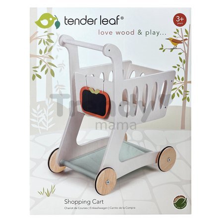 Drevený nákupný vozík Shopping Cart Tender Leaf Toys s priehradkou a tabuľou na kriedu