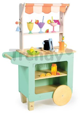 Drevený plážový bar s nápojmi Drinks Trolley Tender Leaf Toys s tabuľkou na písanie kriedou