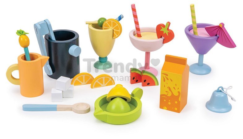 Drevený plážový bar s nápojmi Drinks Trolley Tender Leaf Toys s tabuľkou na písanie kriedou