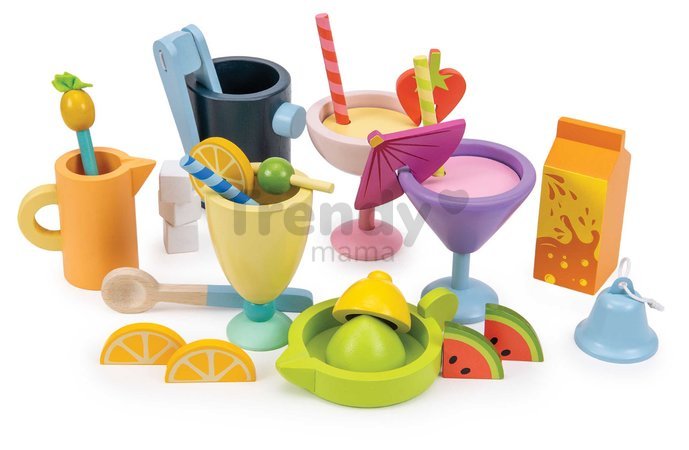 Drevený plážový bar s nápojmi Drinks Trolley Tender Leaf Toys s tabuľkou na písanie kriedou