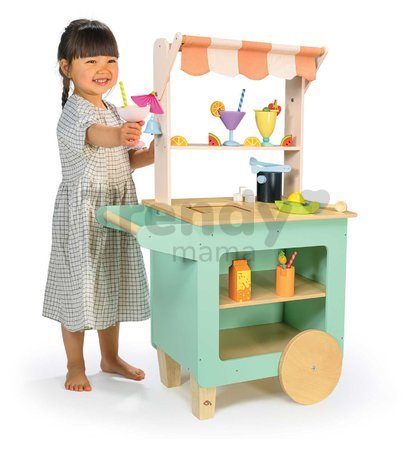 Drevený plážový bar s nápojmi Drinks Trolley Tender Leaf Toys s tabuľkou na písanie kriedou