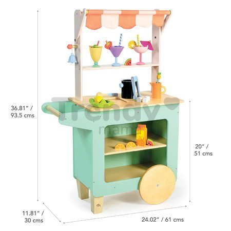 Drevený plážový bar s nápojmi Drinks Trolley Tender Leaf Toys s tabuľkou na písanie kriedou