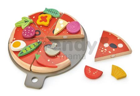Drevená Pizza Party Tender Leaf Toys so 6 chrumkavými dielmi a 12 potravinami