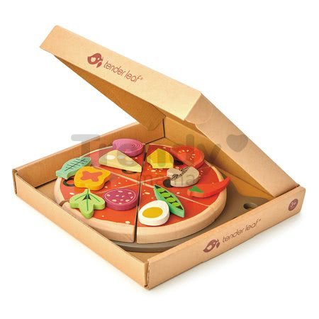 Drevená Pizza Party Tender Leaf Toys so 6 chrumkavými dielmi a 12 potravinami