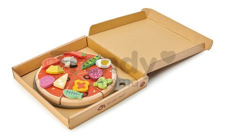 Drevená Pizza Party Tender Leaf Toys so 6 chrumkavými dielmi a 12 potravinami