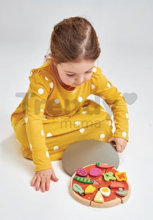 Drevená Pizza Party Tender Leaf Toys so 6 chrumkavými dielmi a 12 potravinami