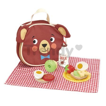 Drevená sada na výlet Little Bear's Picnic Tender Leaf Toys s taškou a potravinami