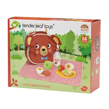 Drevená sada na výlet Little Bear's Picnic Tender Leaf Toys s taškou a potravinami