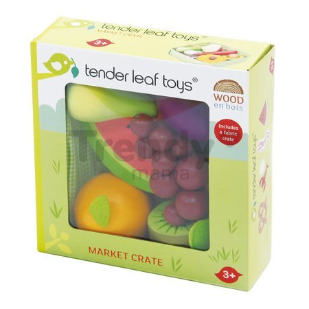 Drevené ovocie Fruity Crate Tender Leaf Toys 6 kusov v textilnom košíku