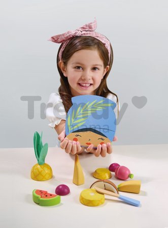 Drevená doska s tropickým ovocím Tropical Fruit Chopping Board Tender Leaf Toys s nožom na krájanie od 24 mes