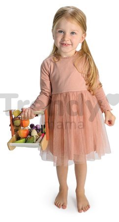 Drevený košík na zbieranie lesných plodov Wild Wood Forgaing Trug Tender Leaf Toys s hríbikmi jabĺčkami jahodami