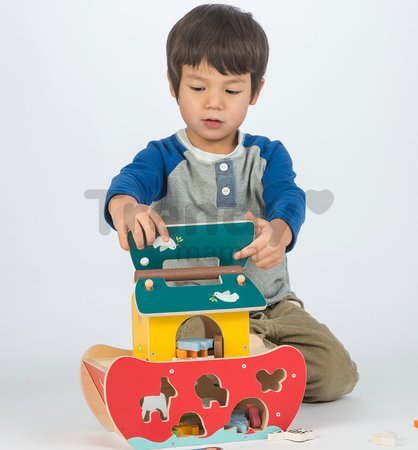 Drevená Noemova archa Noah's Shape Sorter Ark Tender Leaf Toys 23-dielna s postavičkami rozoberateľná od 18 mes