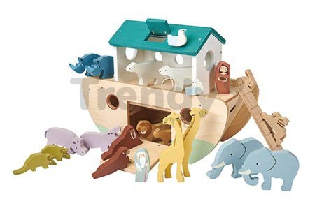 Drevená Noemova archa so zvieratkami Noah's Wooden Ark Tender Leaf Toys 10 párov zvierat