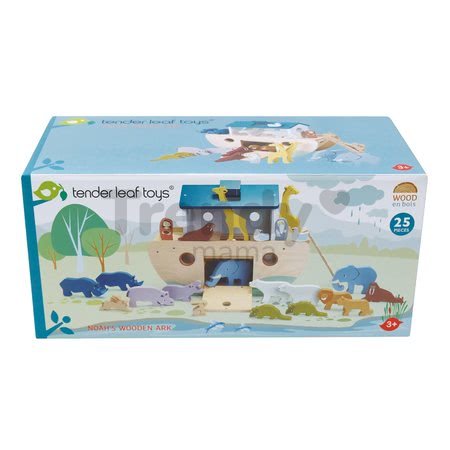 Drevená Noemova archa so zvieratkami Noah's Wooden Ark Tender Leaf Toys 10 párov zvierat