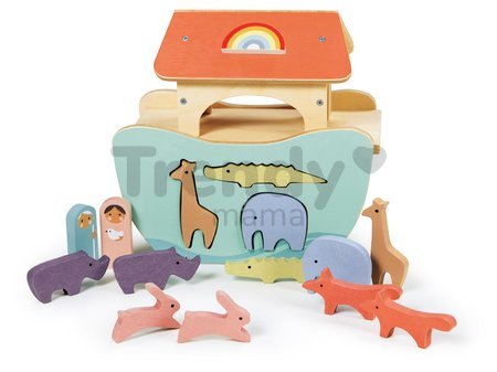 Drevená Noemova Archa Little Noah's Ark Tender Leaf Toys a 6 párov zvierat od 24 mes