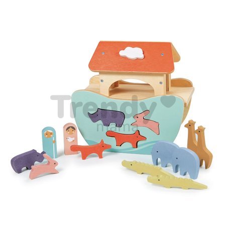 Drevená Noemova Archa Little Noah's Ark Tender Leaf Toys a 6 párov zvierat od 24 mes