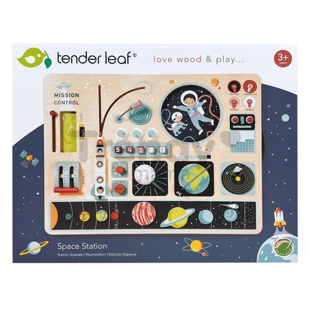 Drevená vesmírna stanica Space Station Tender Leaf Toys magnetická s 3D pohyblivým mesiacom a pohyblivými časťami