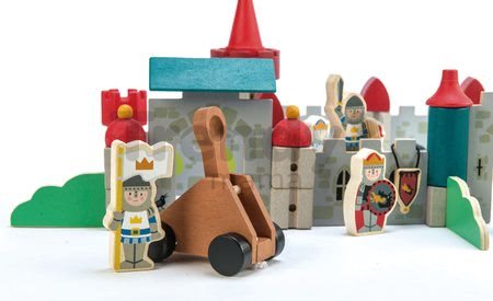 Drevený kráľovský hrad Royal Castle Tender Leaf Toys 100-dielna sada s rytiermi, koňmi a drakom