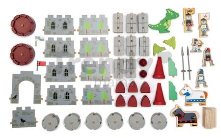 Drevený hrad Dragon Castle Tender Leaf Toys 59-dielna sada so šarkanom a vojakmi