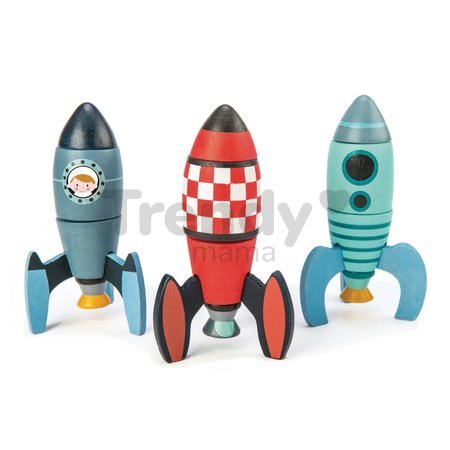 Drevené skladacie rakety Rocket Construction Tender Leaf Toys kreatívna hra 3 druhy 18 dielov