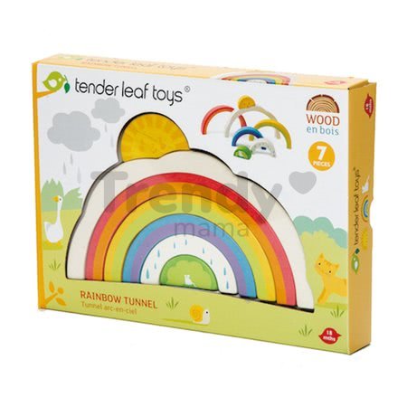 Drevený tunel z dúhy Rainbow Tunnel Tender Leaf Toys skladačka zo 7 dielov od 18 mes