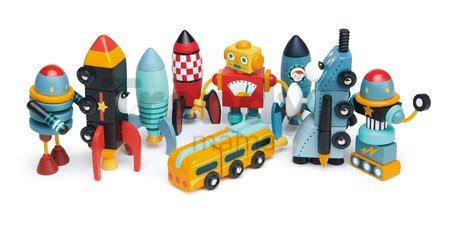 Drevené kozmické autá Space Race Tender Leaf Toys trojdielne skladacie kombinovateľné