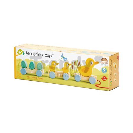 Drevený vláčik na ťahanie Pull Along Ducks Tender Leaf Toys s kačičkami a vajíčkami od 18 mes