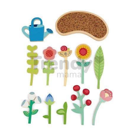 Drevený kvetinový záhon Flower Bed Tender Leaf Toys s kvetinami a krhlou