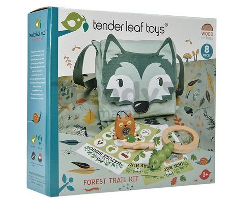 Drevená sada na výlet do lesa Forest Trail Set Tender Leaf Toys s taškou a nepremokavá deka s lupou a doplnkami
