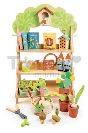 Drevené záhradkárstvo Garden Centre Tender Leaf Toys s vtáčou búdkou náradím a kvetináčmi
