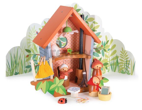 Drevené hniezdo Robin’s Nest Box Tender Leaf Toys s figúrkami vtáčikov a vajíčkom