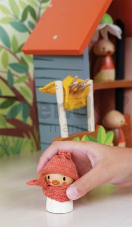 Drevené hniezdo Robin’s Nest Box Tender Leaf Toys s figúrkami vtáčikov a vajíčkom